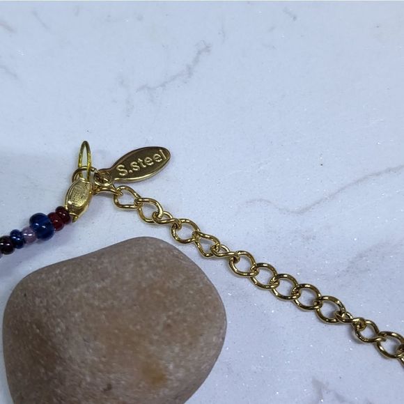 Handmadeāchoker dark purpleĀ and Mother of pearl hearts - Picture 4 of 7